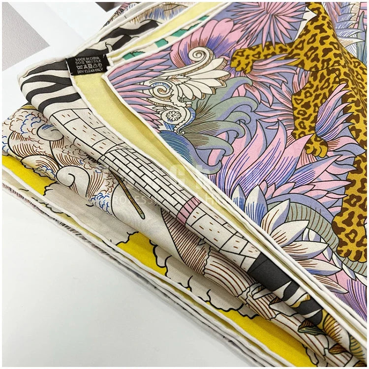 Designer Mulberry Silk Large Scarf – Luxury Hand-Rolled Edge Shawl & Wrap (135 cm)