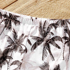 Family Matching Coconut Tree Print Swimwear  |  Ruched One-Piece Swimsuit & Swim Trunks Beach Set
