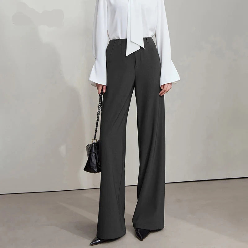Elegant Minimalist Office Wide Leg Pants – Women’s Luxury Casual Loose Straight Trousers 2025 New Collection