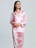 100% Real Silk Women's Pajama Set  |  Printed Long-Sleeve Summer Home Suit