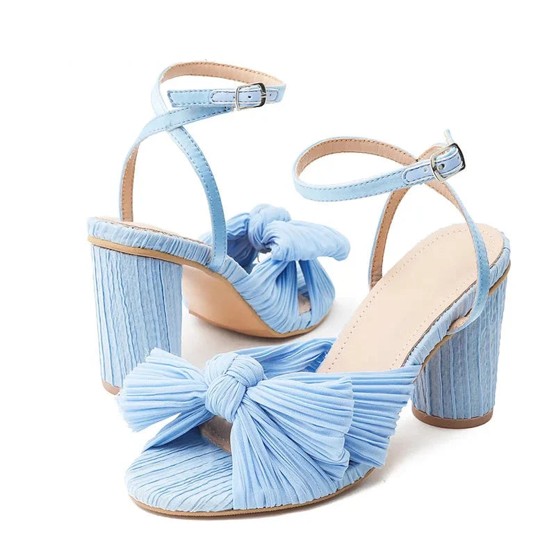 Cute Bow High Heel Sandals – Round Heel Formal Party Shoes for Women
