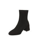 2026 new autumn winter women ankle boots 22-24.5cm stretch flannel square toe thick high heel skinny boots fashion short boots