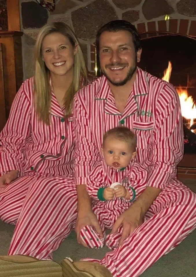 Striped Button-Front Family Christmas Pajamas – Mom, Dad, Kids & Baby