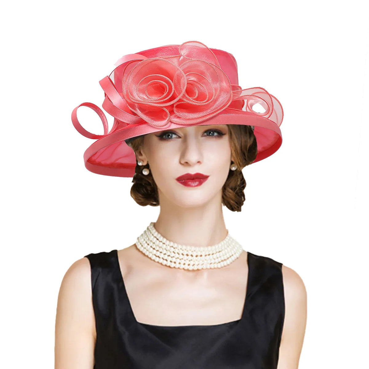 Elegant Flat Top Sun Visor Hats For Women Flower Elegant Wedding Bridal Tea Party Millinery UV Protection Derby Cap Female Hat