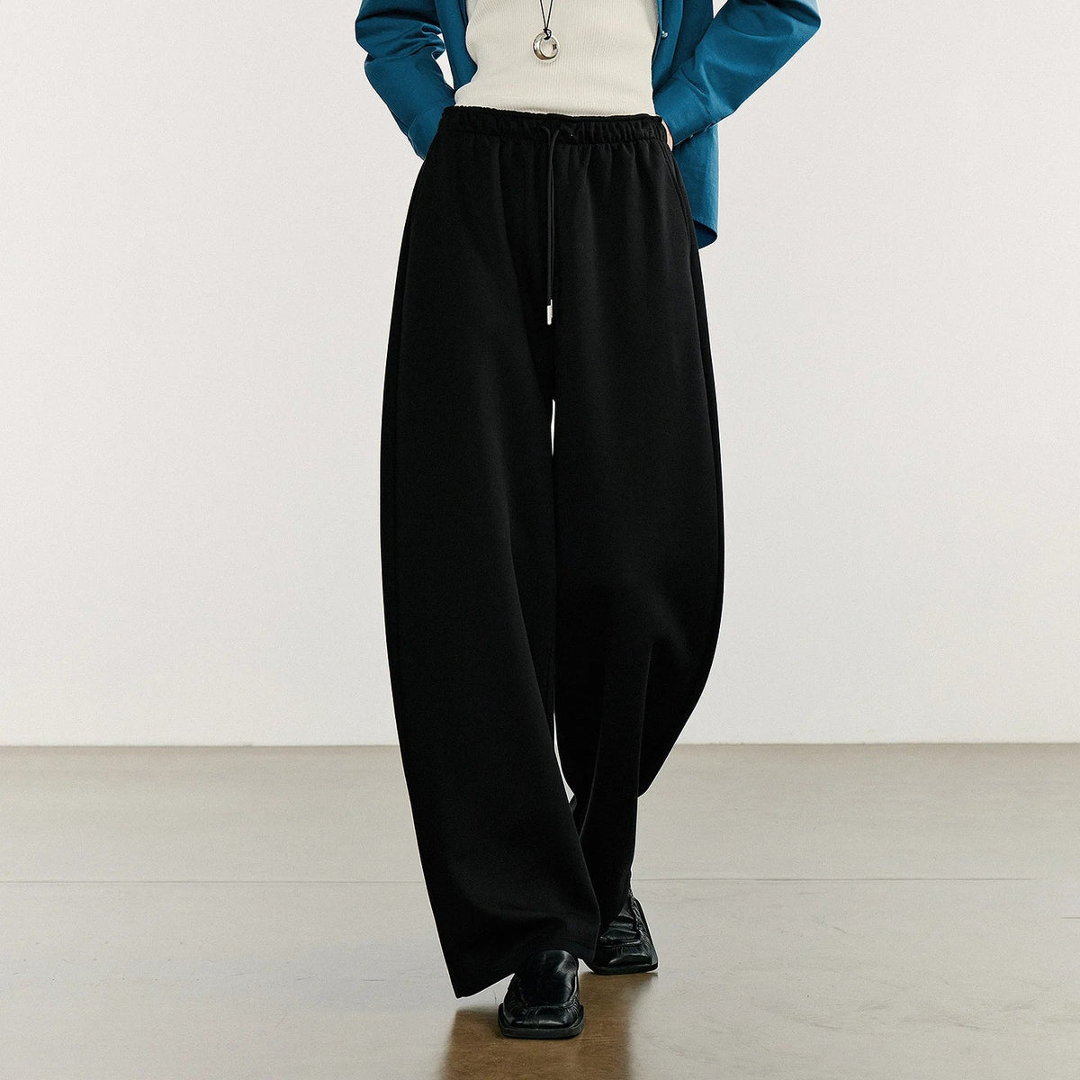 Autumn Elastic Waist Sweatpants – Women’s Wide-Leg Straight Cotton Sports Pants