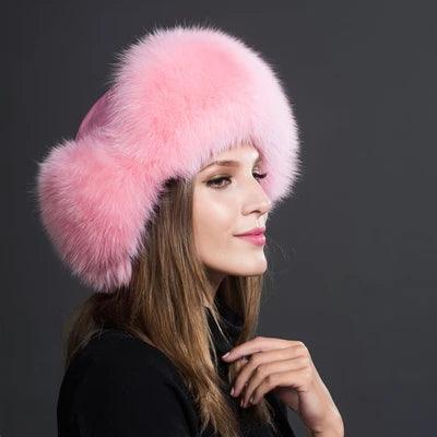 Beautiful Women's Natural Raccoon or Fox Fur Ushanka Hat