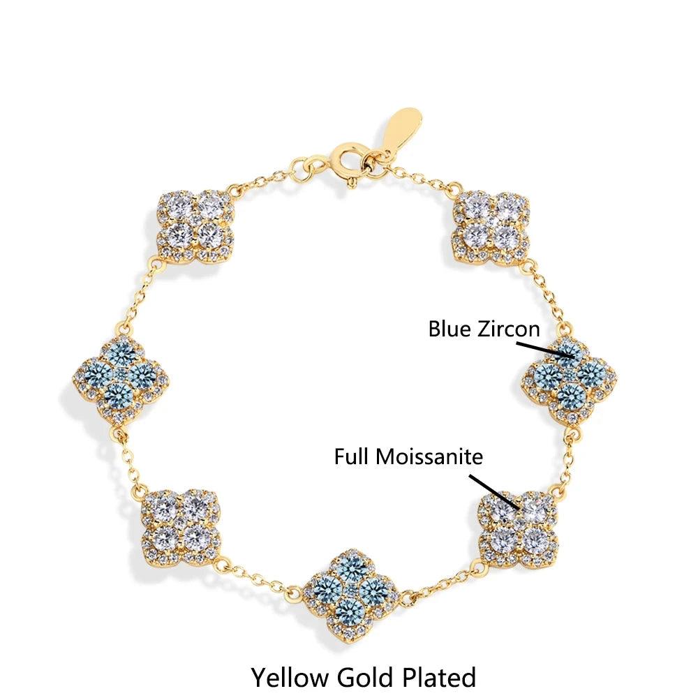 Full Moissanite Diamond Bracelet for Women - DVVS1 Clarity, 925 Sterling Silver, Gold-Plated - Engagement and Wedding Jewelry Gift
