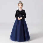 Customized Glitter Sequin Long-Sleeve Flower Girl Dress