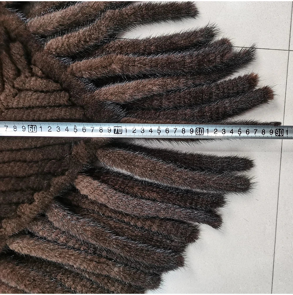 2024 Hot Sale Women Real Fur Poncho Black Brown Knitted Natural Mink Fur Scarves Shawl Lady Fashion 100% Genuine Mink Fur Shawls
