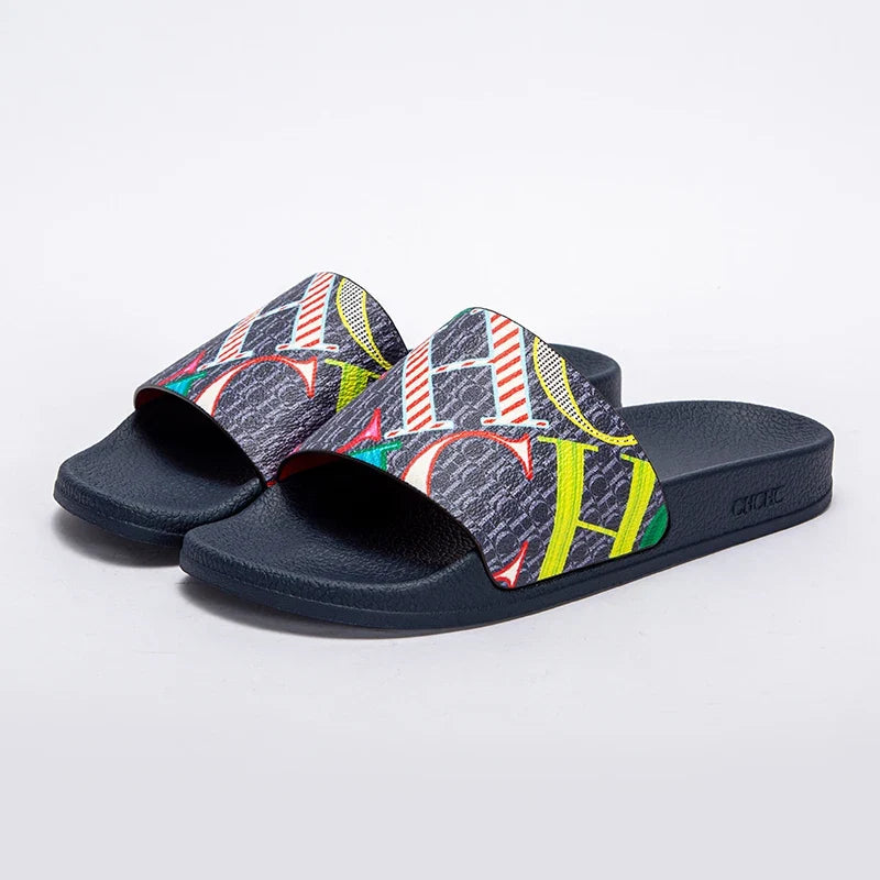 Fashionable Classic Women’s Slippers – PVC Material, Letter Print, Outdoor Casual Flat Bottom