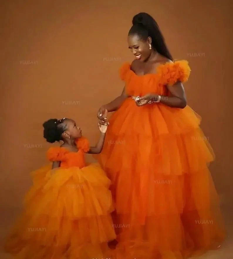 Fluffy Tulle Maternity Gown for Photoshoots
