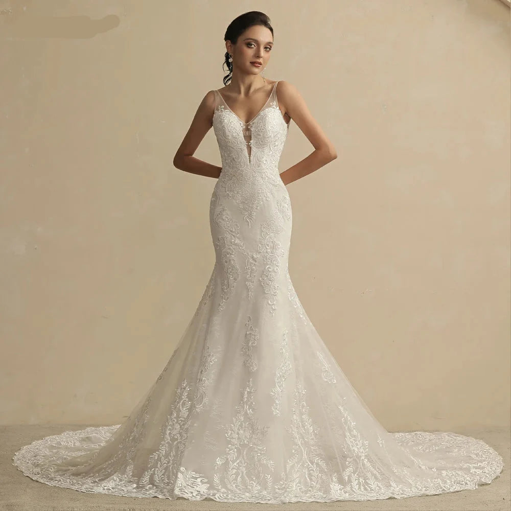 Glitter A-Line Wedding Dress – Puff Sleeves, Sweetheart Neckline & Lace Bridal Gown, Custom Made