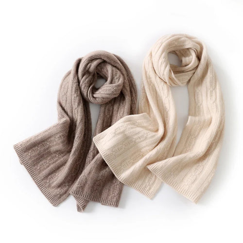 100% Cashmere Autumn Winter Three-Ply Twist Pattern Unisex Scarf Neck Warmer Shawl Cold-Proof Thickened Neck Gaiter