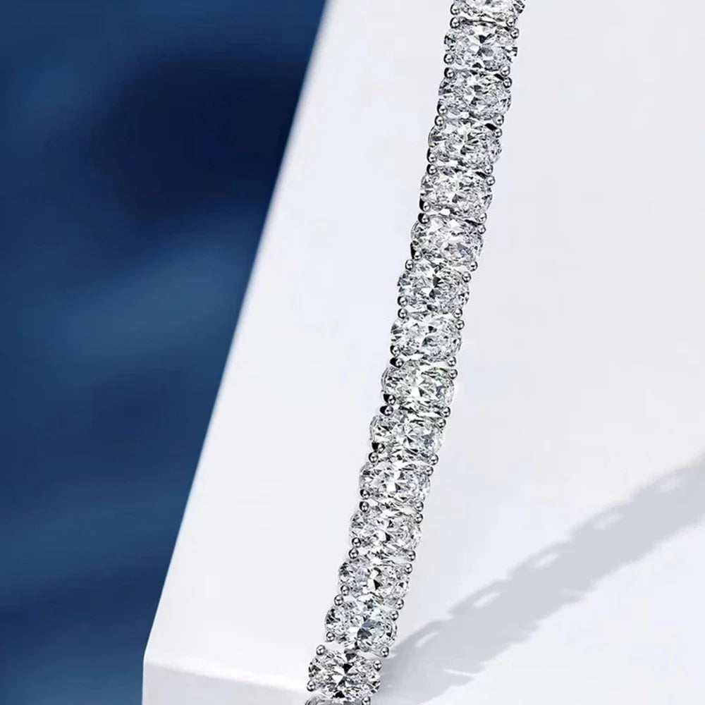 100% 925 Sterling Silver Oval Cut 0.5 CT Lab Sapphire Bangle Bracelet Sparkling Fine Jewelry for Women | Anniversary Gift