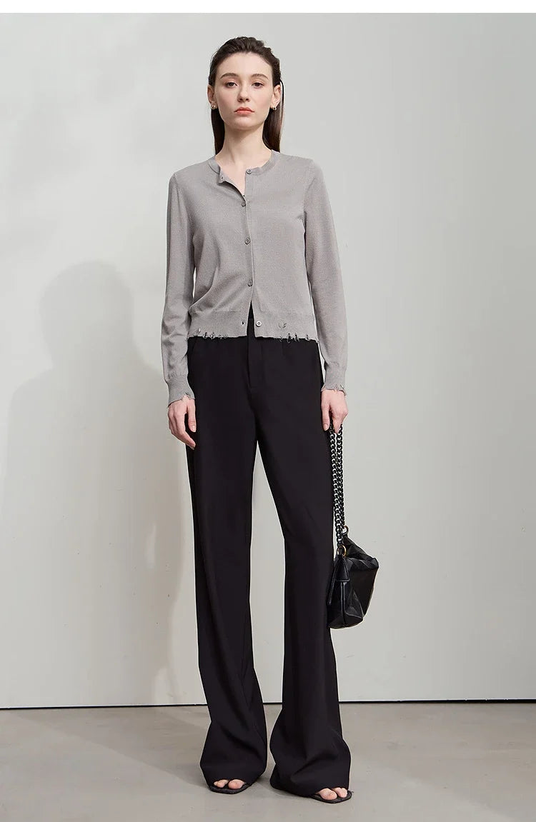Elegant Minimalist Office Wide Leg Pants – Women’s Luxury Casual Loose Straight Trousers 2025 New Collection