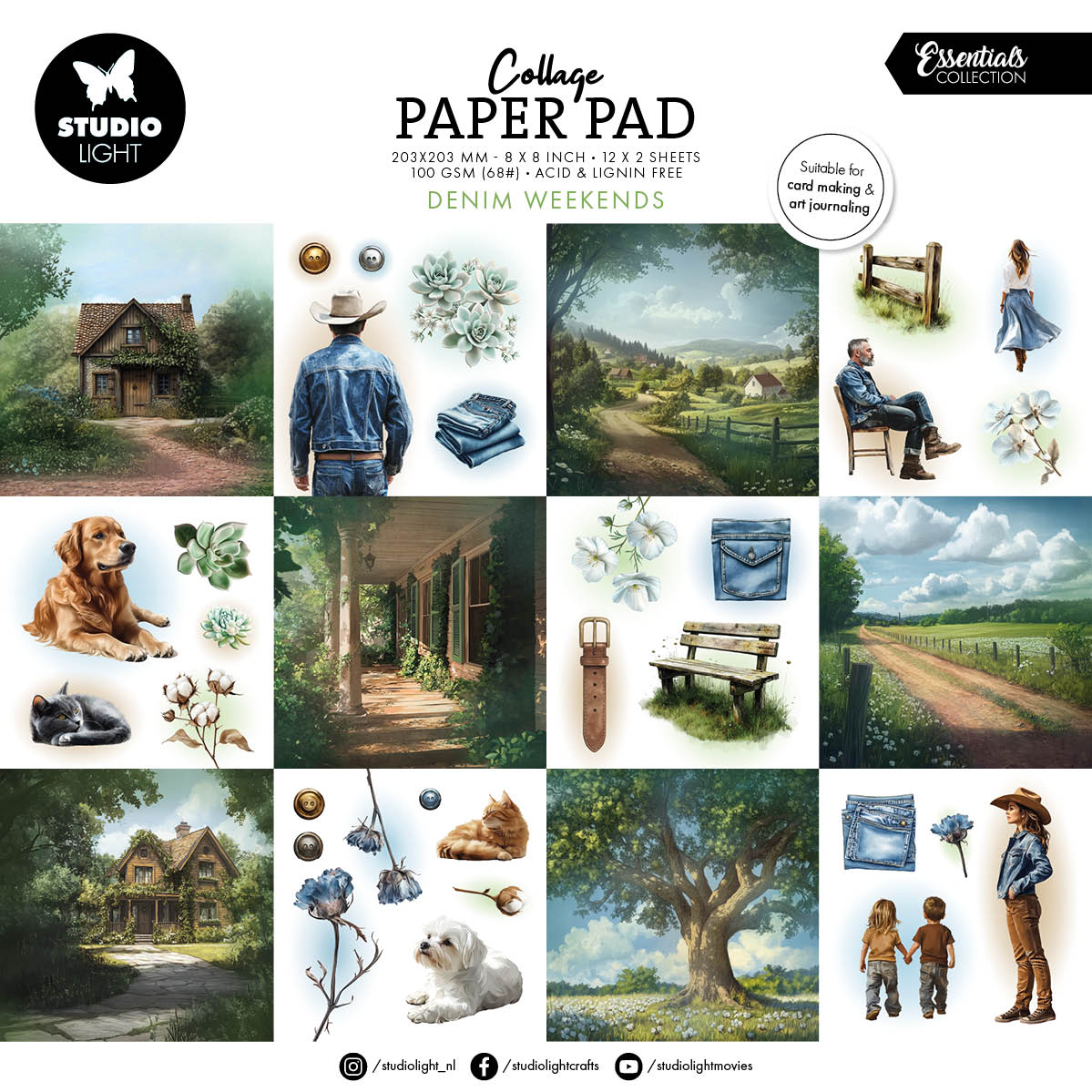 SL Collage Paper Pad Denim Weekends Essentials 203x203x5mm 24 Sheets
