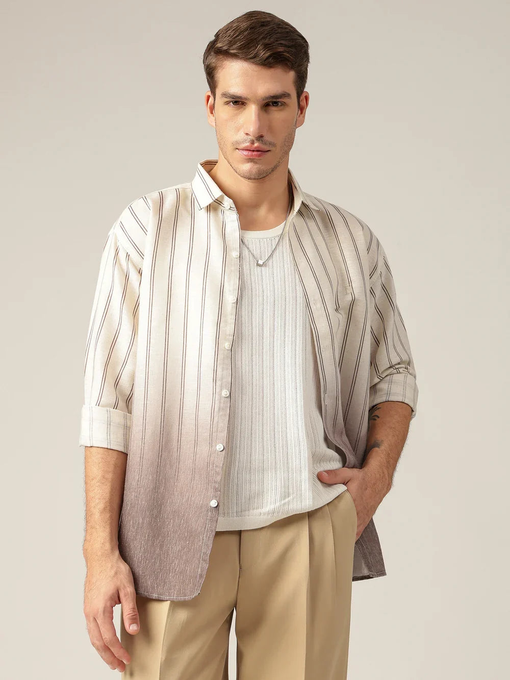 Surat Striped Ombre Dyed Relaxed Fit Everyday Men's Shirt - Multiple Colors Available
