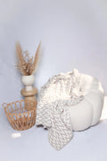 Greige & White Chevron Print Extended Throw