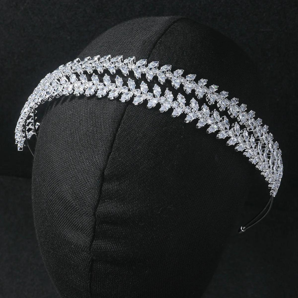 Bridal Headband Wedding Headdress Cubic Zirconia Princess Bride Tiaras Crowns Women Birthday Party Prom Hair Jewelry Hairband