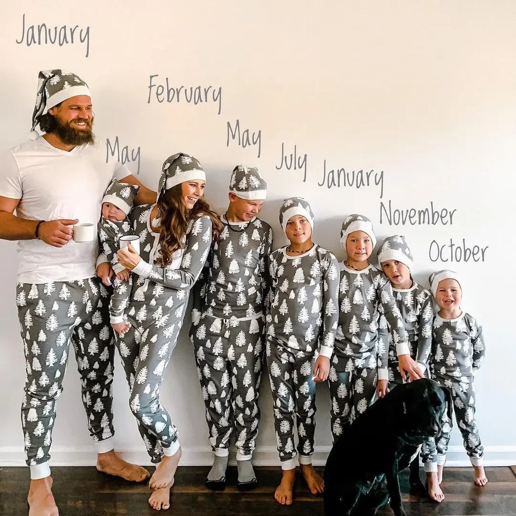 Christmas Tree Print Matching Family Pajamas – Mom, Dad, Kids & Baby