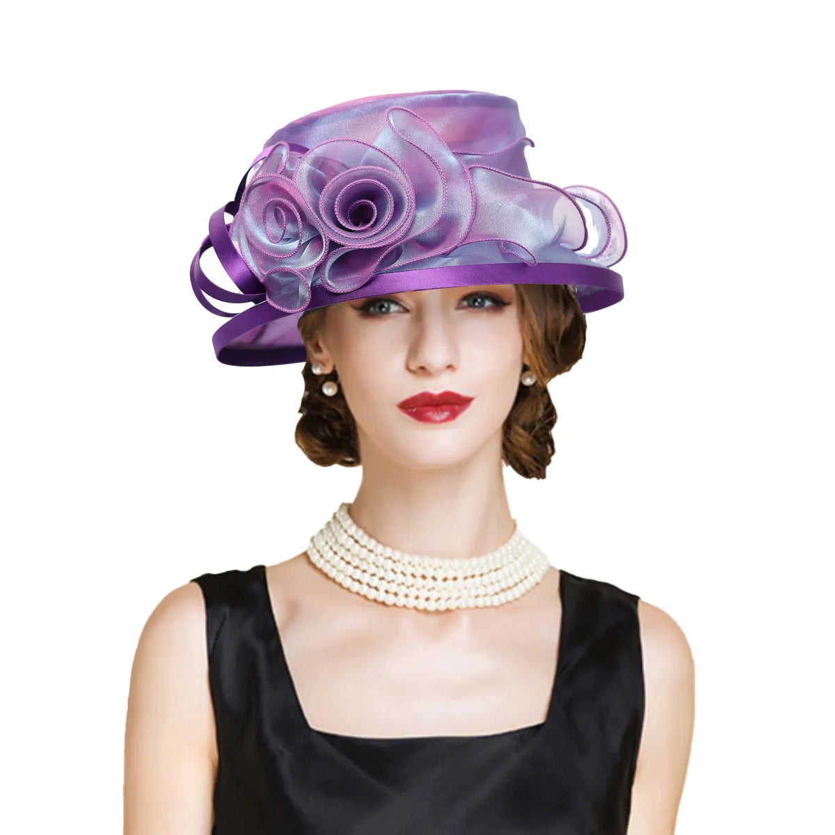 Elegant Flat Top Sun Visor Hats For Women Flower Elegant Wedding Bridal Tea Party Millinery UV Protection Derby Cap Female Hat