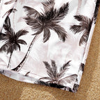 Family Matching Coconut Tree Print Swimwear  |  Ruched One-Piece Swimsuit & Swim Trunks Beach Set