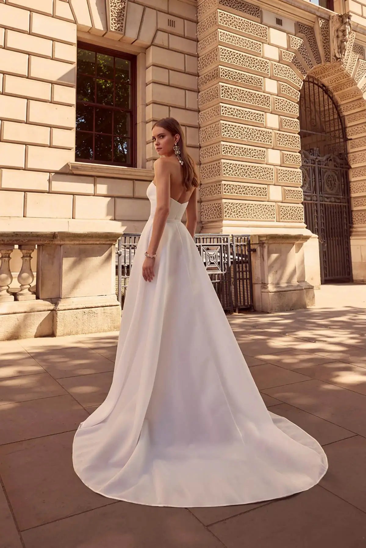 Strapless Bridal Jumpsuit – Sweetheart Bodice with Detachable Train, Custom Made