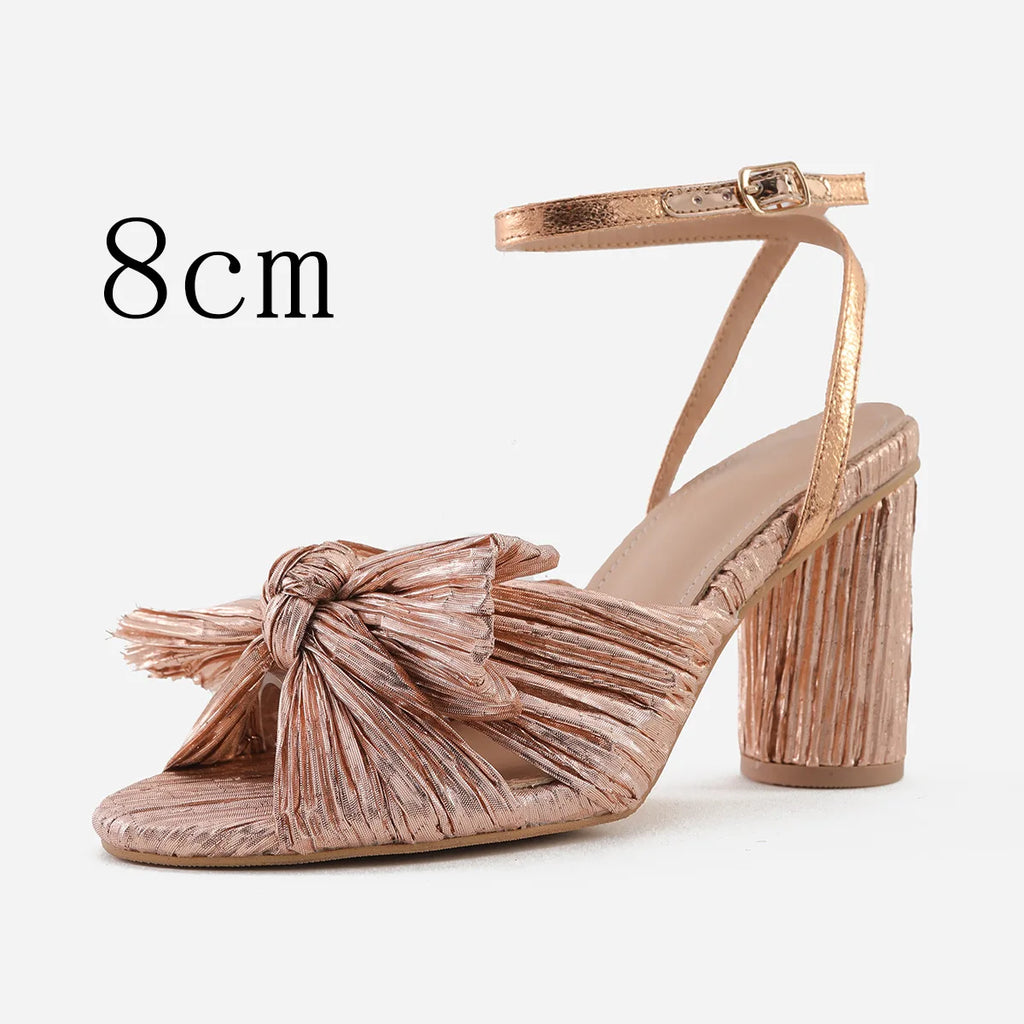 Cute Bow High Heel Sandals – Round Heel Formal Party Shoes for Wedding & Parties