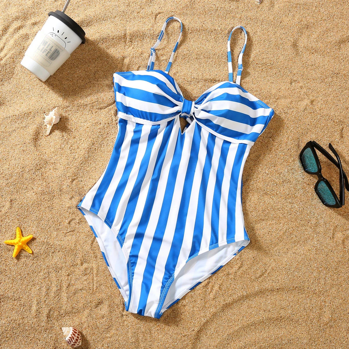 Family Matching Swimsuits  |  Striped Summer Swimwear Set for Mother, Daughter, Father & Son | Mommy and Me Bikini & Swim Shorts