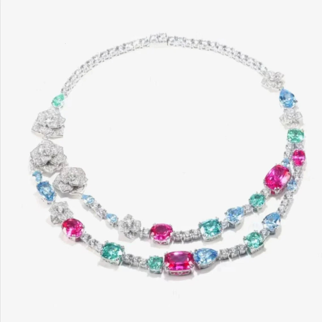 Fancy Color Zirconia Necklace 925 Sterling Silver | Elegant Fine Jewelry for Women  Product Description: