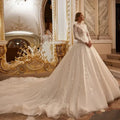 Luxury Modest Wedding Dress – High Neck, Full Sleeve Lace Appliqués, Custom Made