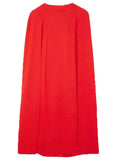 Chic Red O-Neck Evening Dress with Cape Sleeves