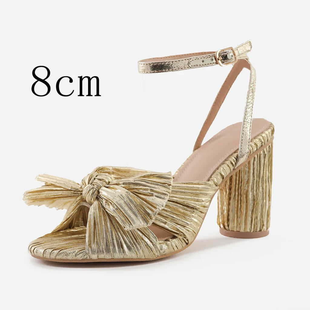 Cute Bow High Heel Sandals – Round Heel Formal Party Shoes for Wedding & Parties