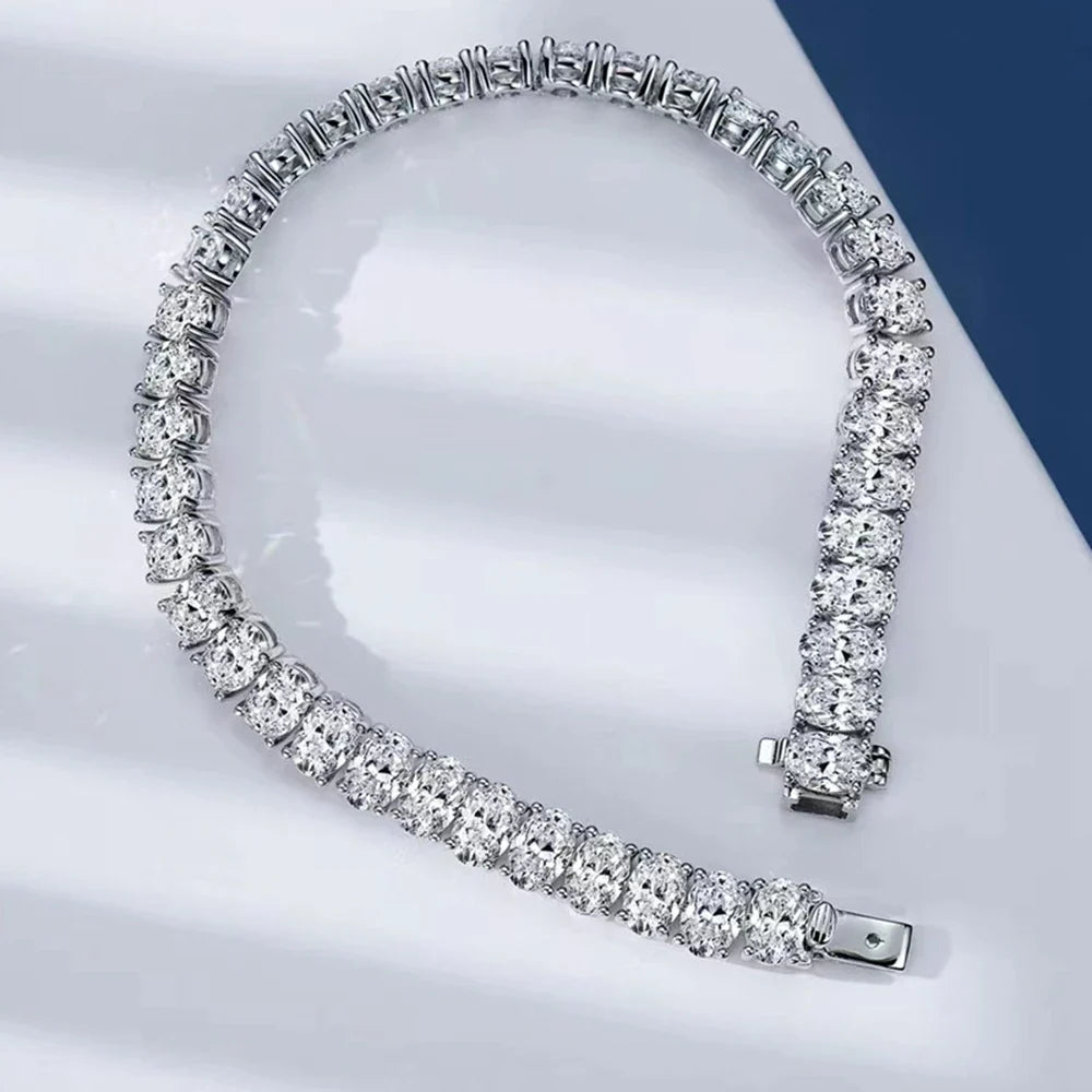 100% 925 Sterling Silver Oval Cut 0.5 CT Lab Sapphire Bangle Bracelet Sparkling Fine Jewelry for Women | Anniversary Gift