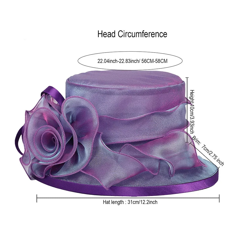 Elegant Flat Top Sun Visor Hats For Women Flower Elegant Wedding Bridal Tea Party Millinery UV Protection Derby Cap Female Hat