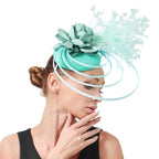 Fashion Sinamay Fascinator Hat  -  Elegant Floral Feather Headpiece for Weddings, Church, and Special Occasions