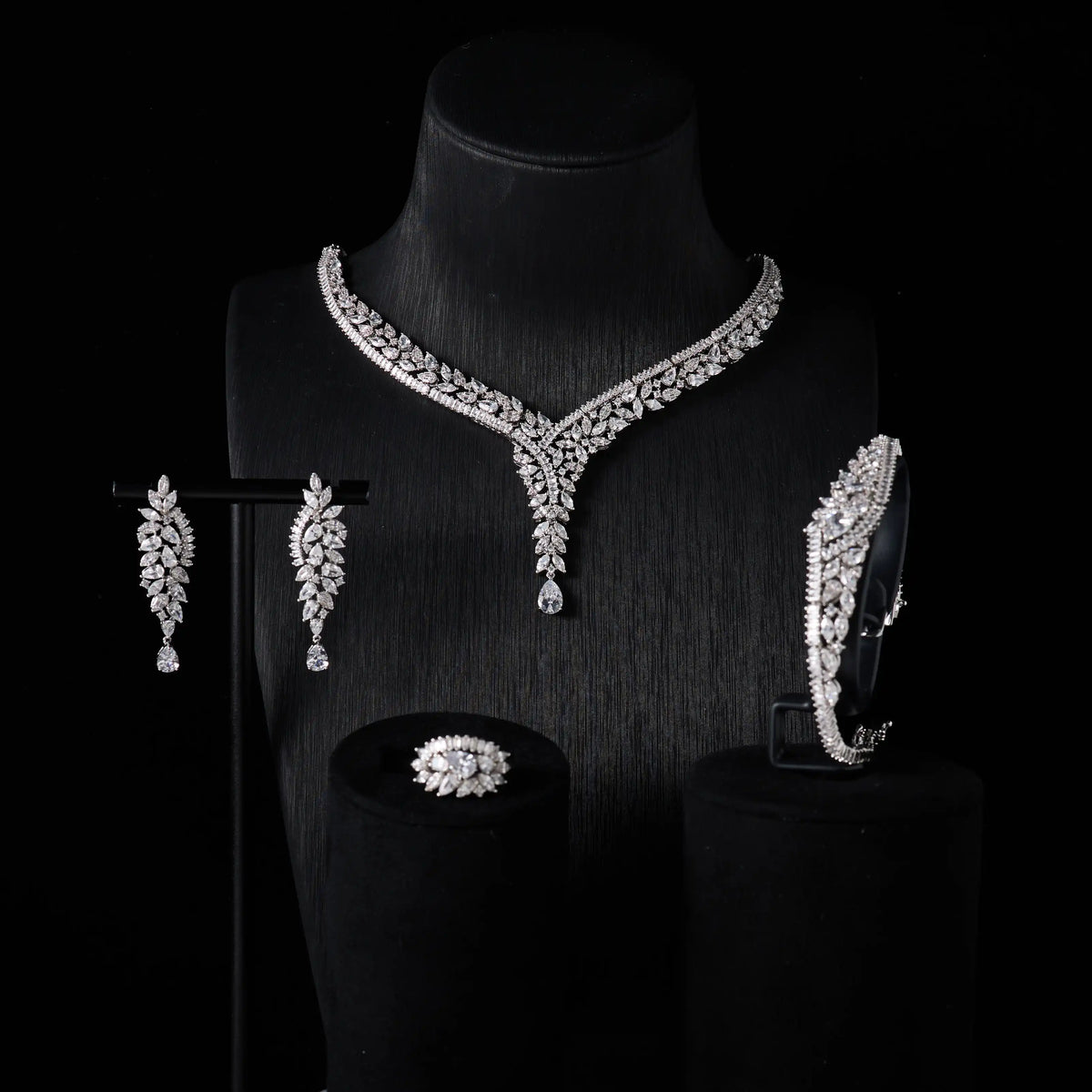 Bridal Luxury Elegant Necklace Set for Women  Cubic Zirconia Wedding Jewelry Set for Brides & Accessories