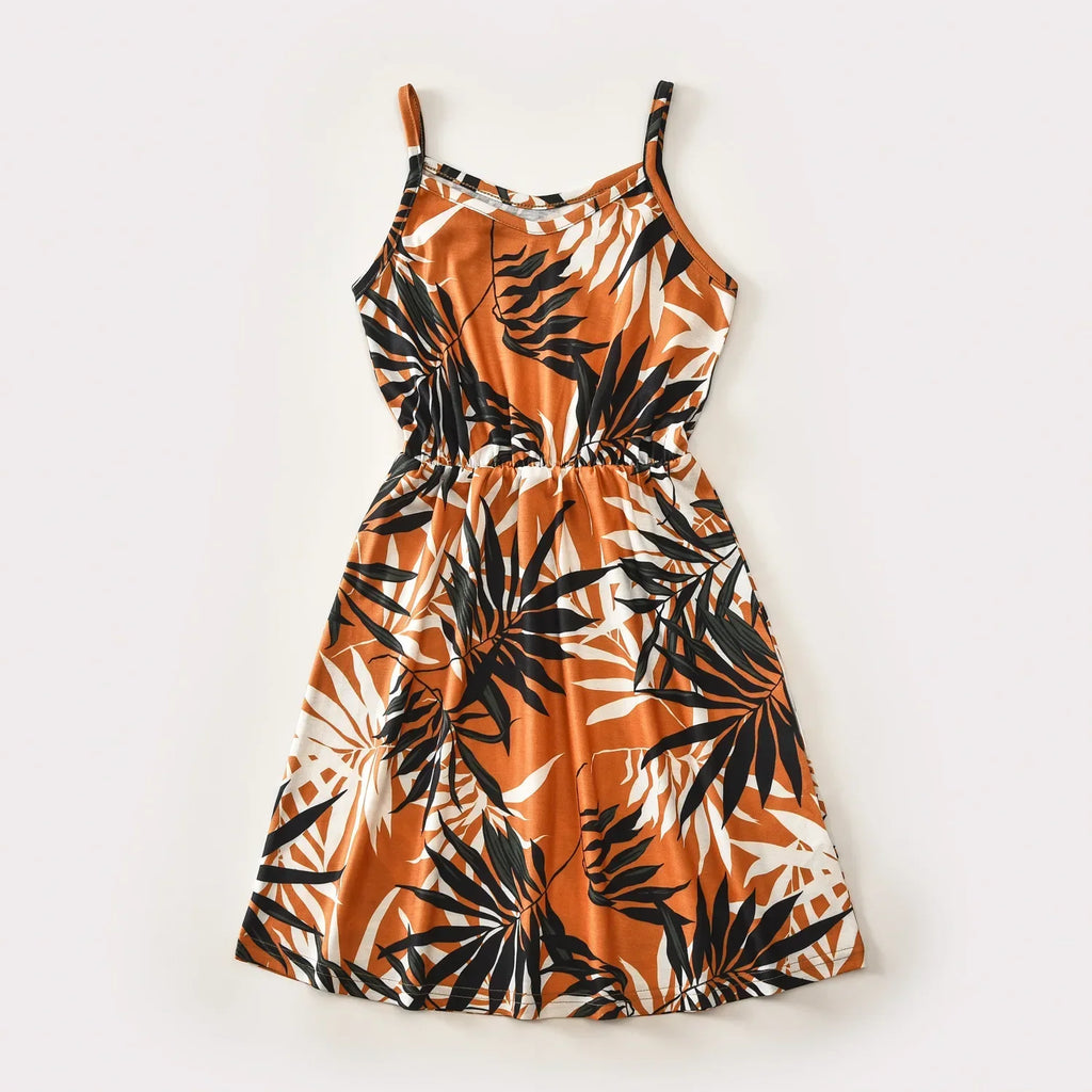 Floral Print Sling Dress for Mom and Daughter â€“ Elegant Matching Slip Dresses for Summer