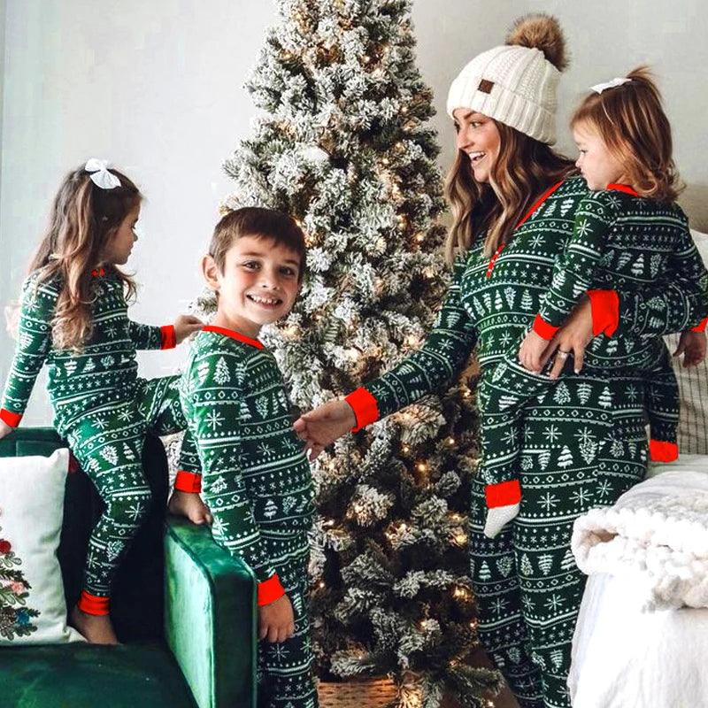Green Matching Family Christmas Pajamas – Mom, Dad, Kids & Baby
