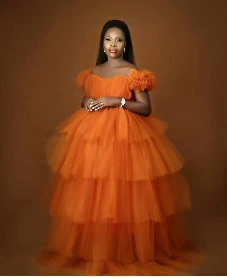 Fluffy Tulle Maternity Gown for Photoshoots