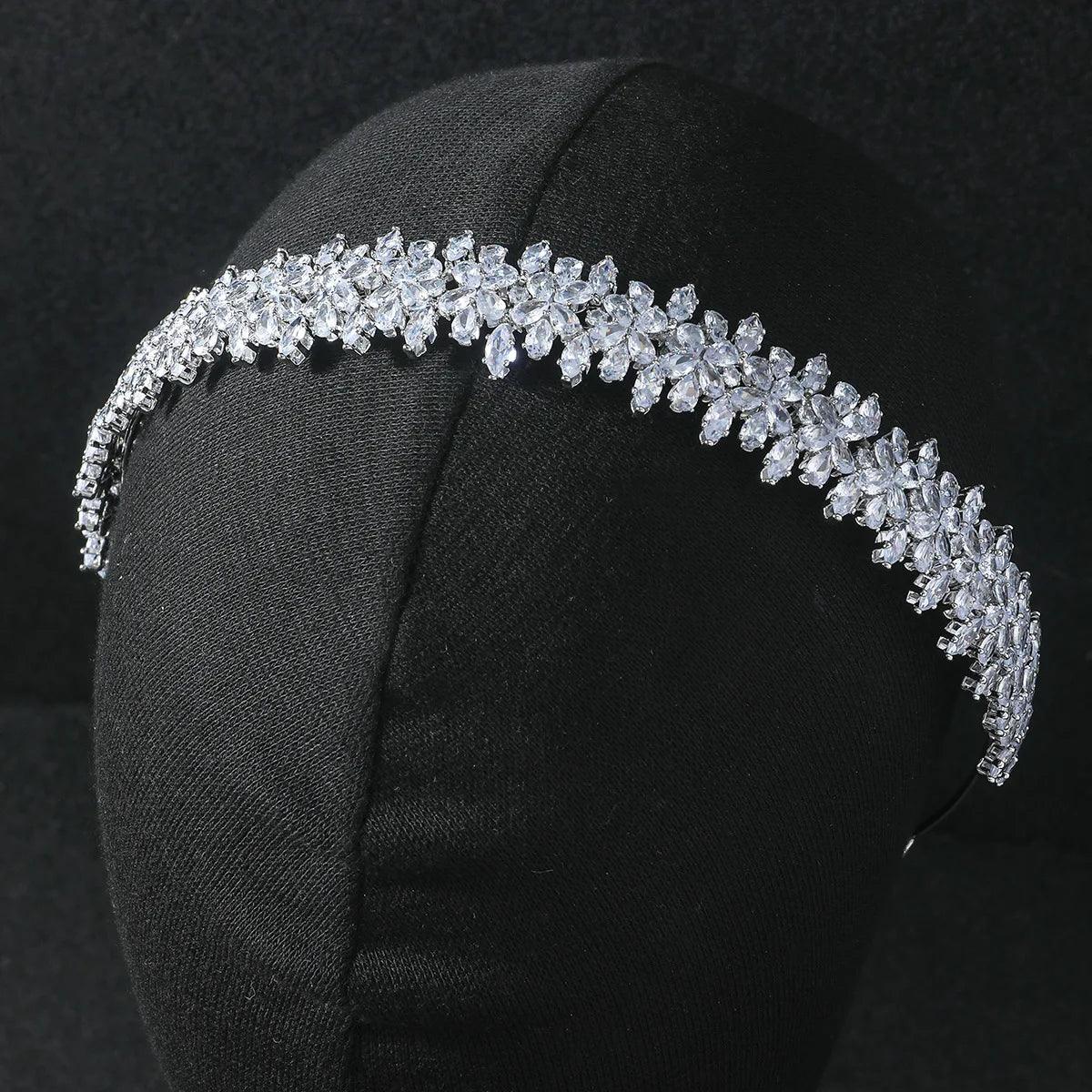 Crystal Bridal Headband Luxury Zirconia CZ Wedding Hair Accessories, Tiaras & Crowns for Prom & Party