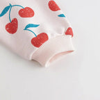 Girls Long Lantern Sleeve Sweatshirts Cherry Printed Round Neck Shirts Soft Cute Pullover Tops 231238