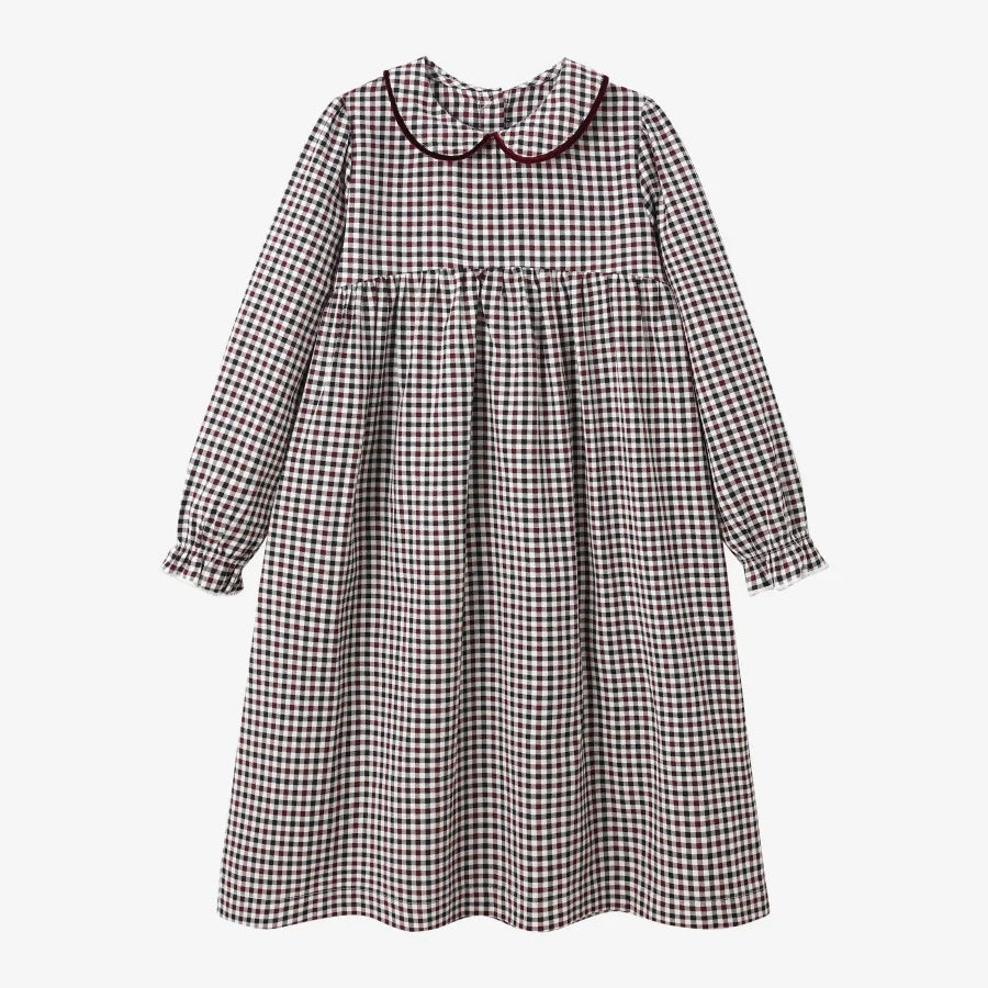 Burgundy Collection Shabbos cotton print Smocking dress check shirt soft wool knitting family match clothes boys girls