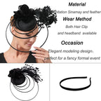 Fashion Sinamay Fascinator Hat  -  Elegant Floral Feather Headpiece for Weddings, Church, and Special Occasions