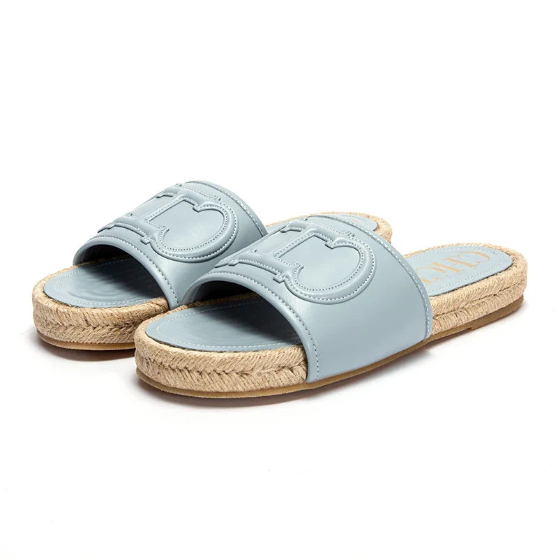 Chic Women's Beach Shoes New Hemp Bottom Anti slip Women's Sandal Flats
