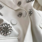 Commuter Style Two-piece Sets Women Outfits Diamond-encrusted Flower High Waist Versatile Blazer Coat+ High-waisted Trousers