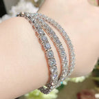 925 Sterling Silver Moissanite Tennis Bracelet 3EX Round Cut VVS1 D Color (3mm/4mm/5mm) | Adjustable 15-20cm | Elegant Gift for Women