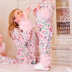 Christmas Leaves Print Mommy and Me Pajamas Set – Loose Top & Pants Family Matching Sleepwear
