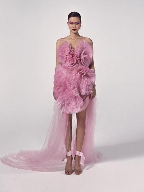 3D Floral Tulle Prom Gown with Unique Design