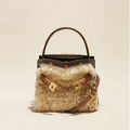 2025 Winter Fashion Women's Handbag — Fluffy Wool Fur Lambswool Tote with Real Leather Flap, Small Shoulder Bag in Khaki
